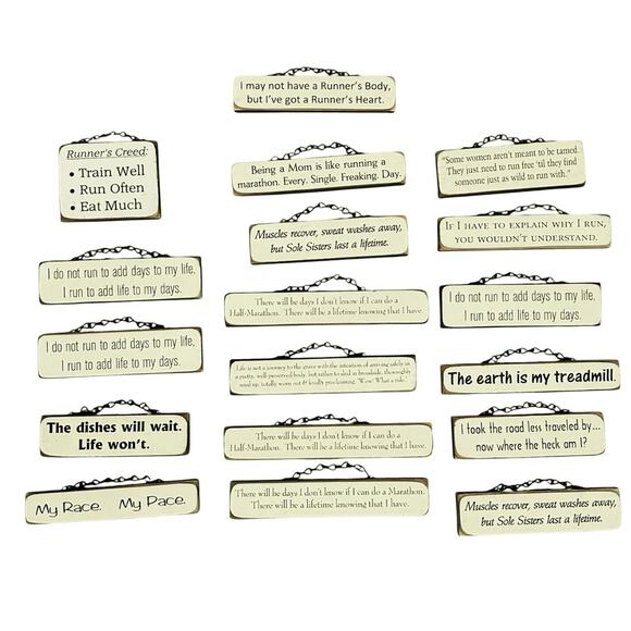 Set 18 Mini Barn Wood Signs Running Quotes Motivational Wall Decor Rustic Gifts - Picture 2 of 16